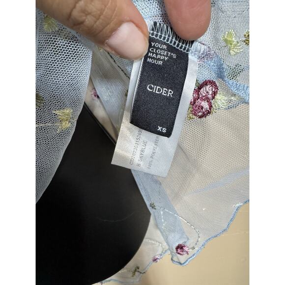 Y2k Inspire Fairy Top XS Embroidered Floral Babydoll Strappy Blue Fairycore - Picture 4 of 8